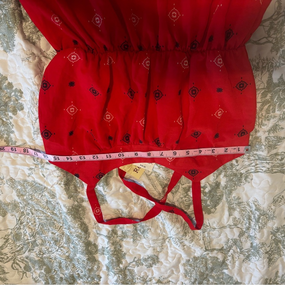 NWT Rewind sz M Red Patterned Dress sundress minidress cross-cross straps - Picture 4 of 15